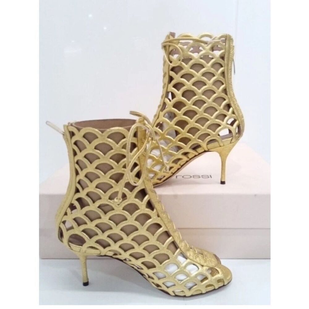 Sergio Rossi Womens Leather Cage Ankle Boots New $1764